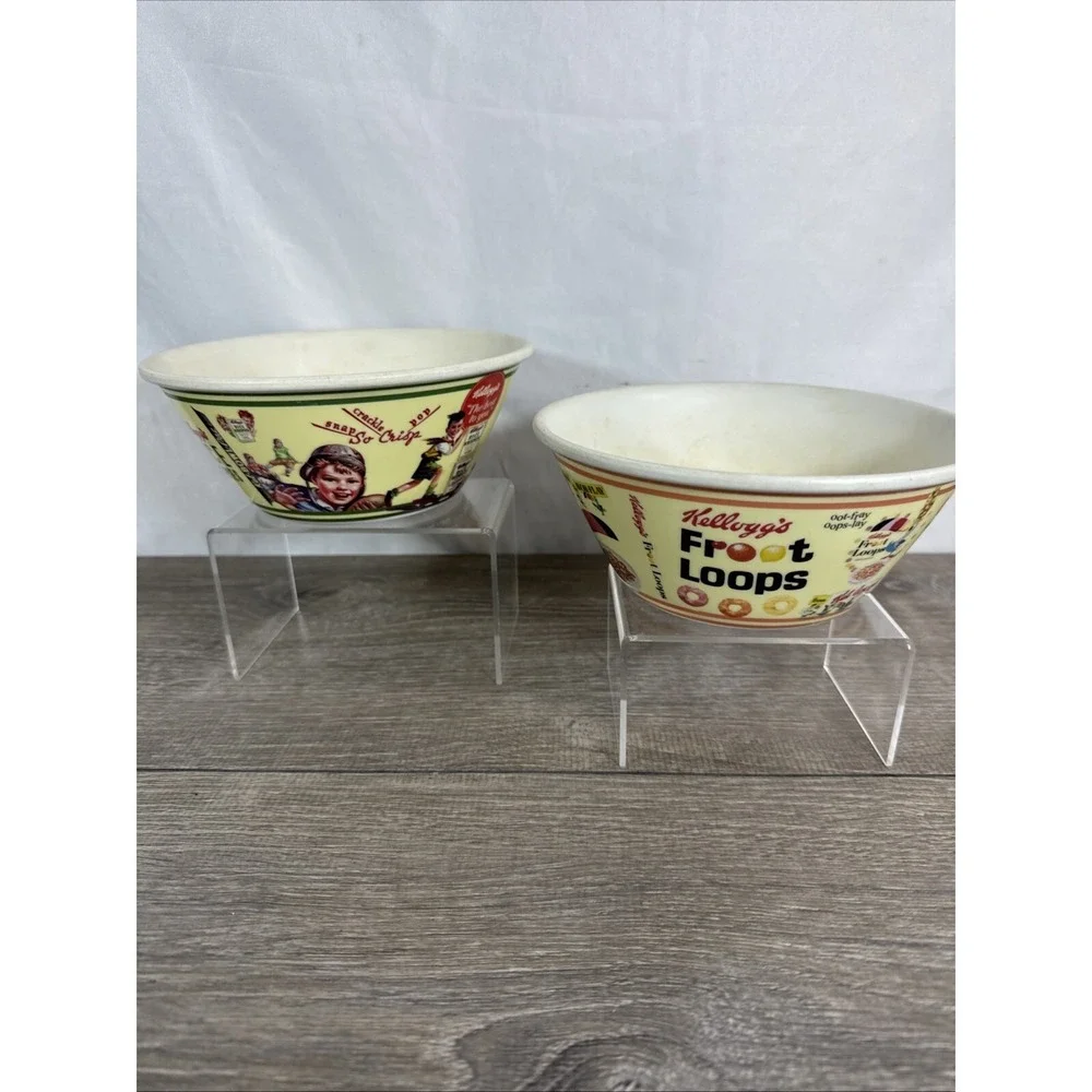 Kelloggs Cereal Bowls ~ 2011 ~ 2 Different Vintage Labels ~ Hard Plastic